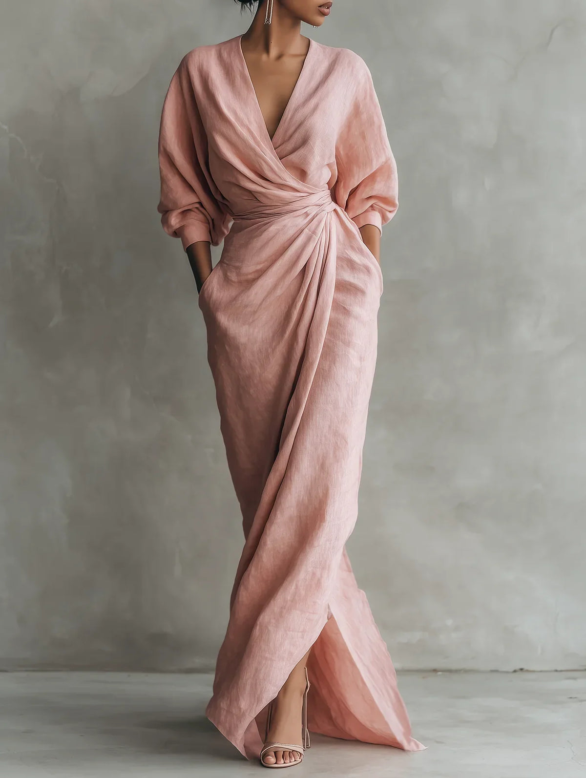 Vestido Lorena en rosa, de frente