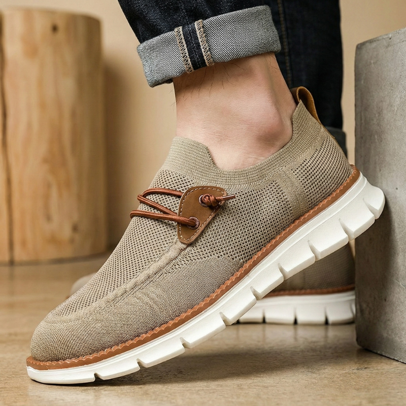 Ventura, zapatillas de punto transpirable para hombre en caqui