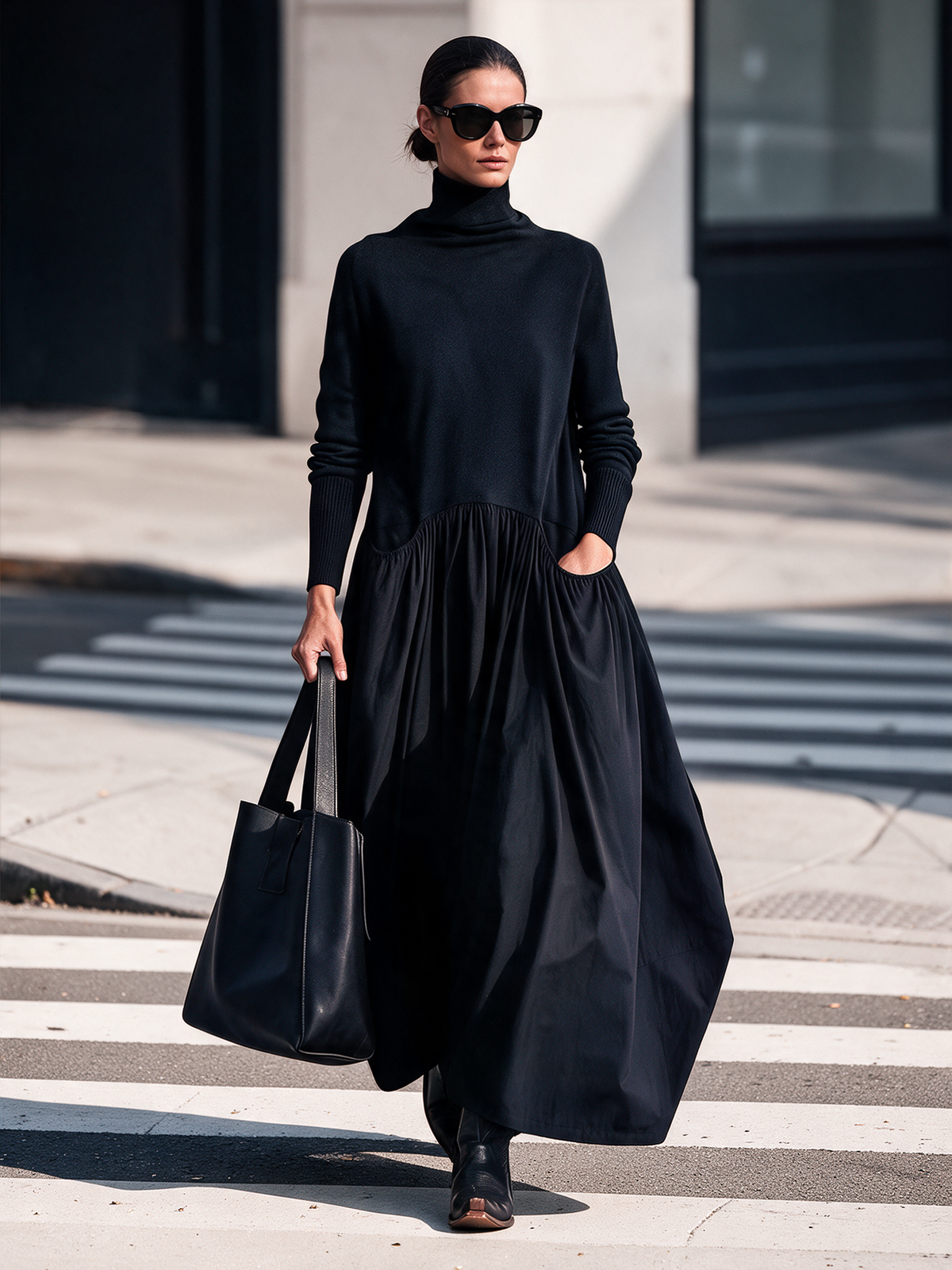 Vestido Clara en negro, look de calle