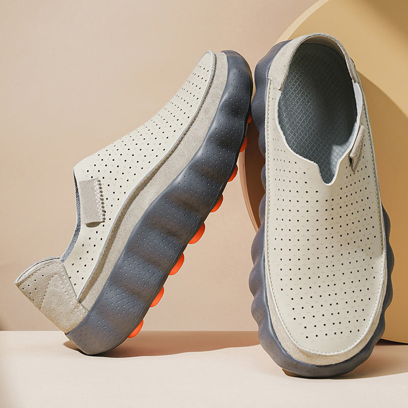 Fennaro, zapatos calados sin cordones para hombre en gris
