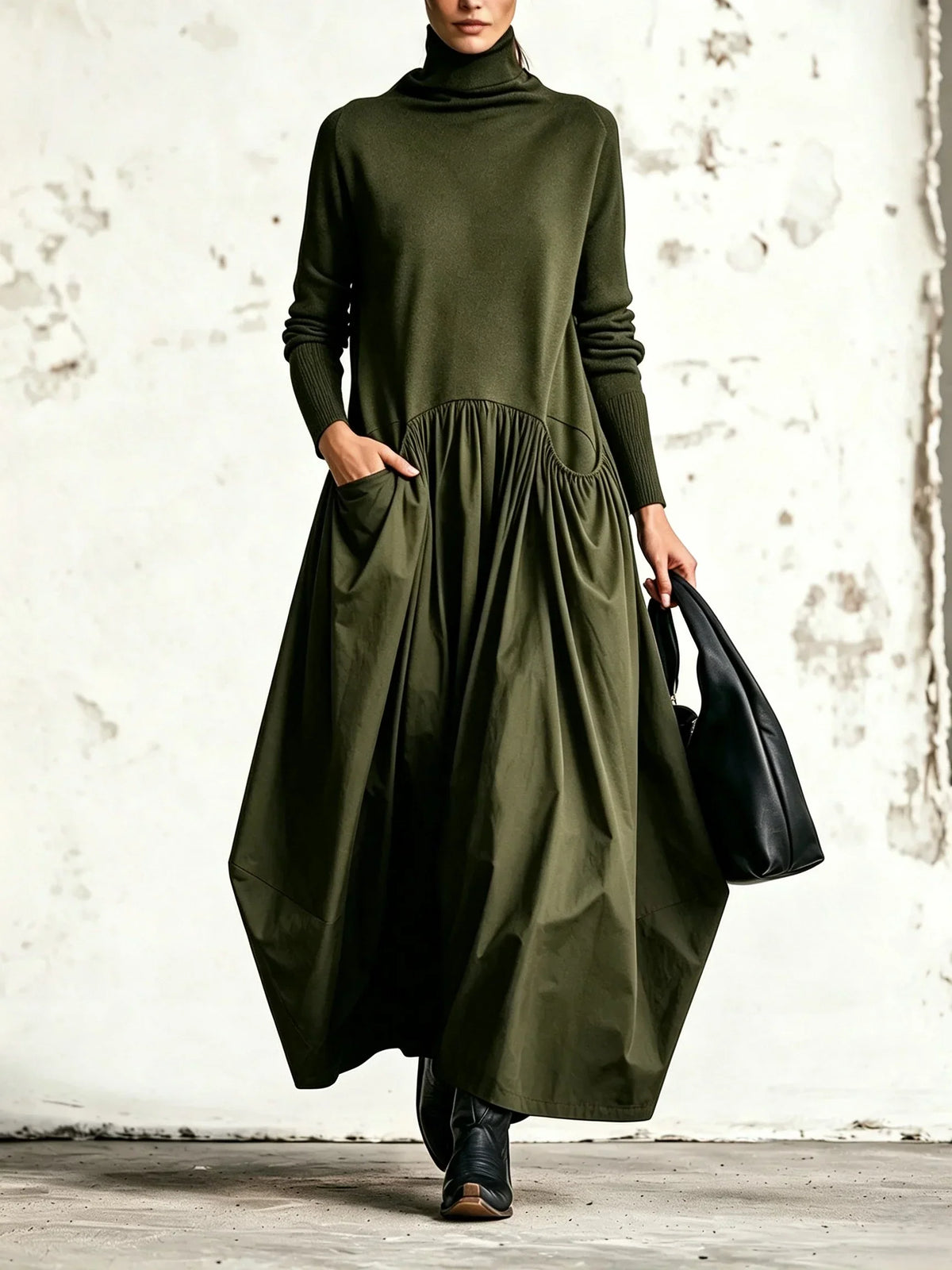 Vestido Clara en verde oliva