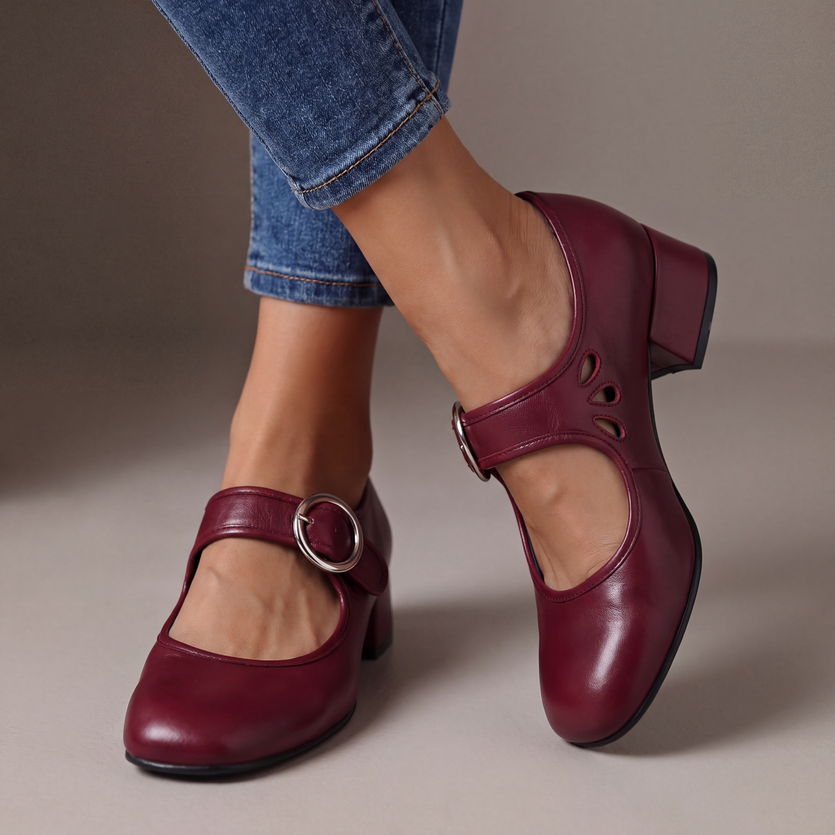 Zapatos Mary Jane Julia en burdeos