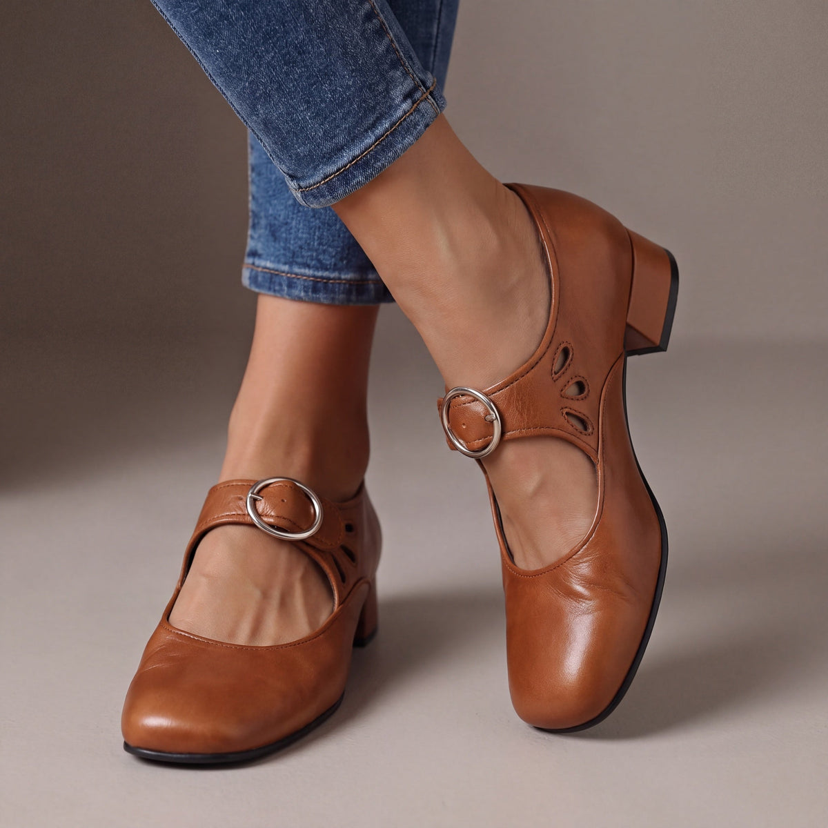 Zapatos Mary Jane Julia en camel